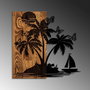 Wallity Holiday Island Accesorio Decorativo de Pared de Madera y Metal Nogal y Negro